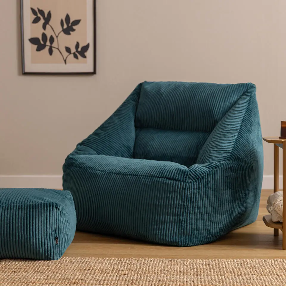 icon Zitzak en Poef Natalia - Corduroy Zitzak - Blauwgroen
