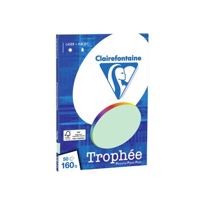 Clairefontaine Trophée - Papier couleur - A4 (210 x 297 mm) - 160 g/m² - Ramette de 50 feuilles - vert