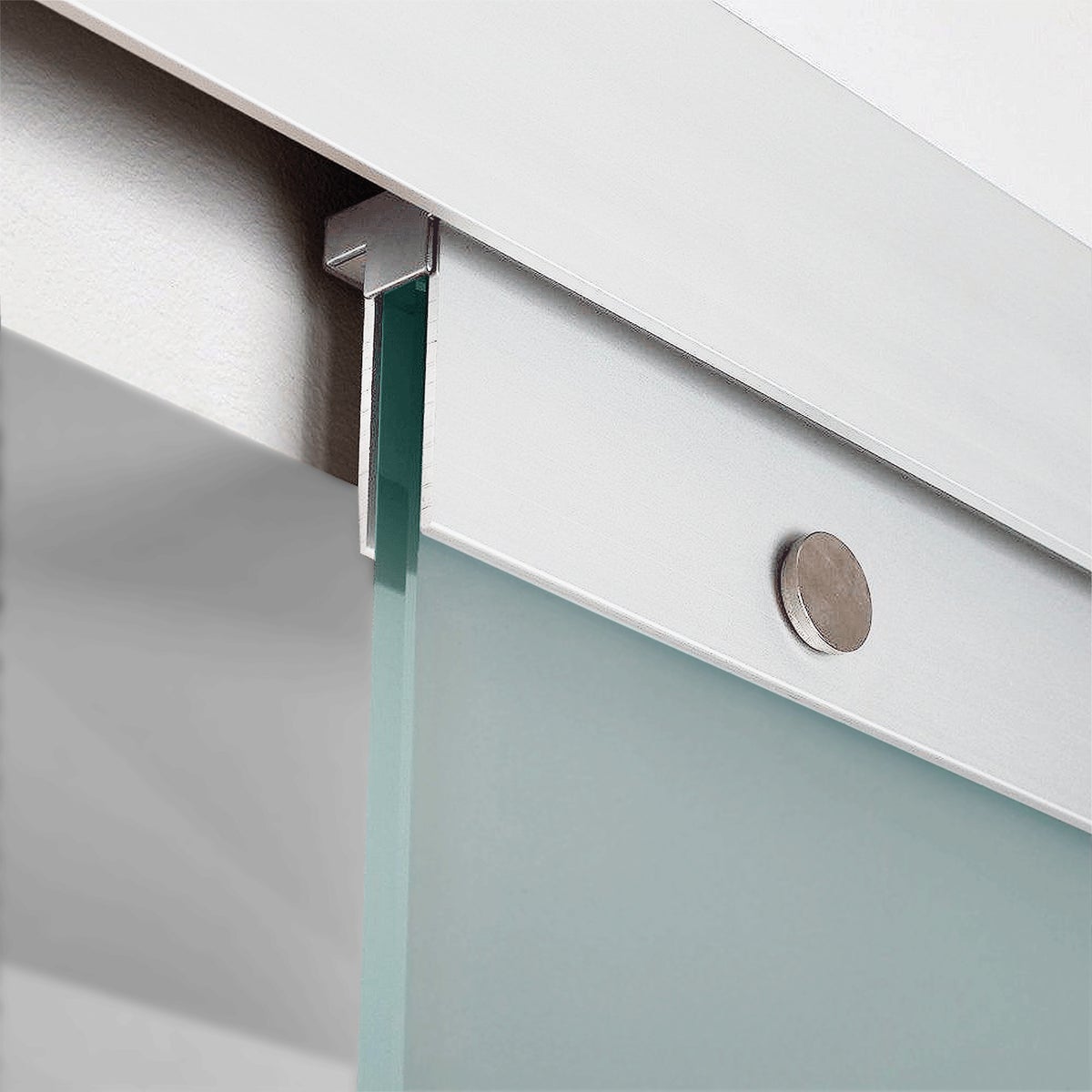 Dubbele glazen schuifdeur met blokstrepen, 1760x2035 mm, binnendeur - verzonken handgreep + 2-zijdige softclose