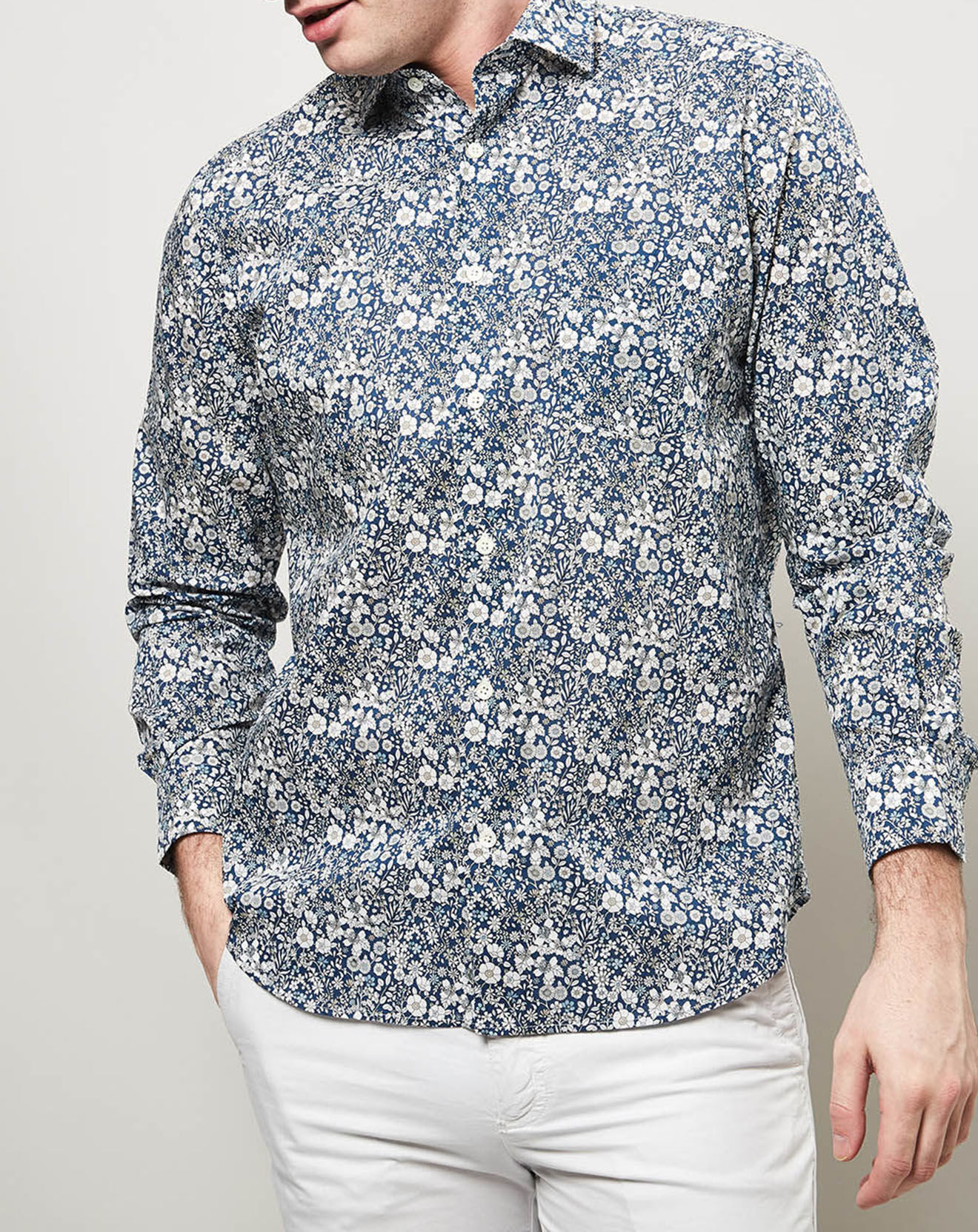 Hartford Chemise regular Penn imprimé floral bleu/blanc