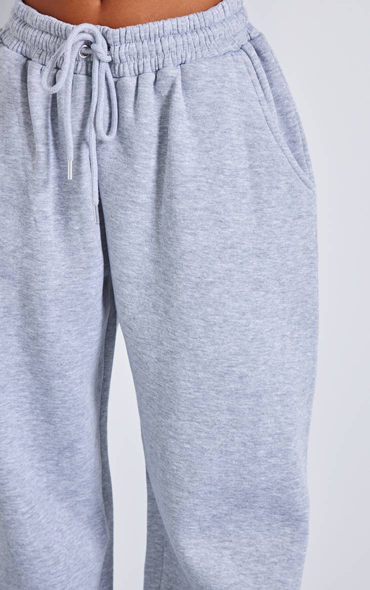 Gris Chiné Jogging Petite Taille À Jambes Larges Avec Taille Élastiquée Et Cordon De Serrage