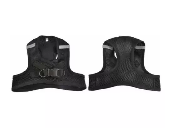 Harnais règlable pour chien avec bandes Reflechissantes en tissu Respirant - Noir - Taille XL (36 à 60 cm)
