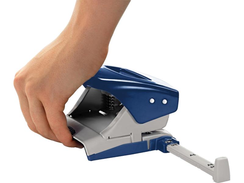 Leitz Locher NeXXt Metall, 30 Blatt, Blau Schwarz, mit Anschlagschiene, Loch 5.5 mm Durchmesser