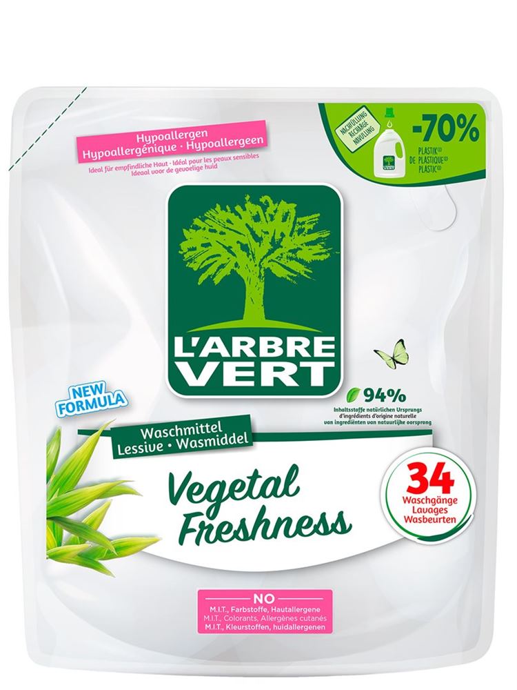 L'ARBRE VERT Refill Flüssigwaschmittel liq vegetal Btl 1.53 lt