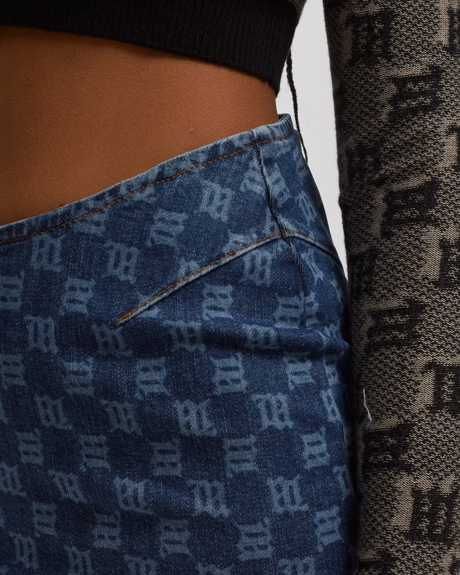 MISBHV DENIM MONOGRAM MINI SKIRT