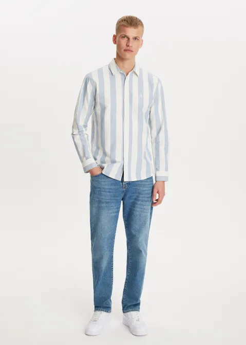 Gestreept overhemd oxford blauw (BLW)
