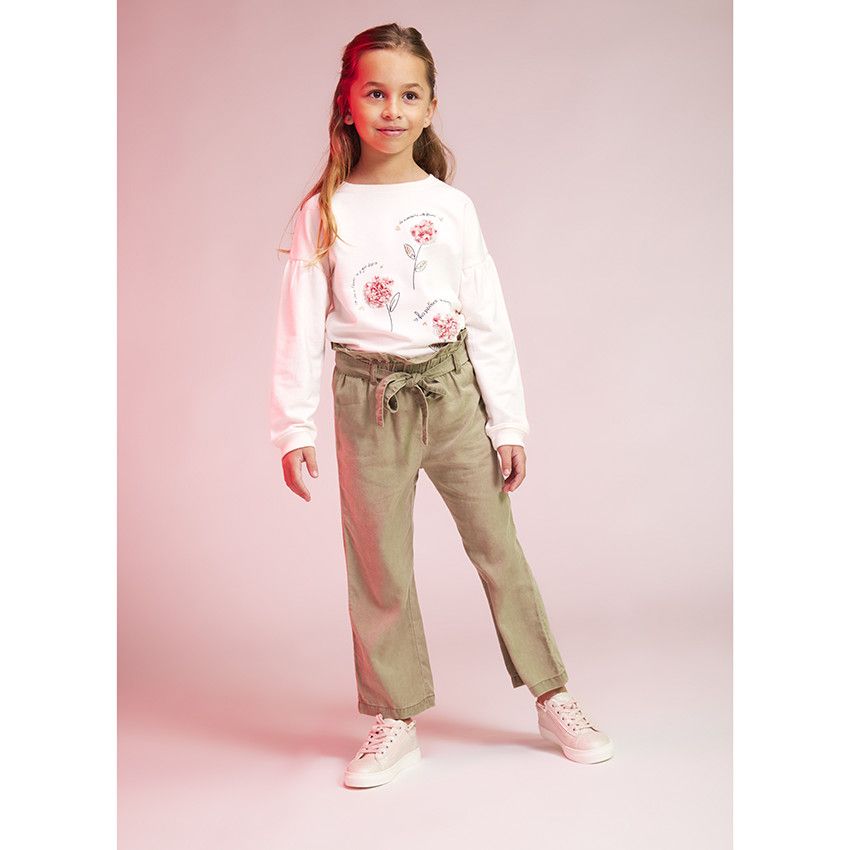 Pantalon fluide en lyocell uni pour fille - Vert