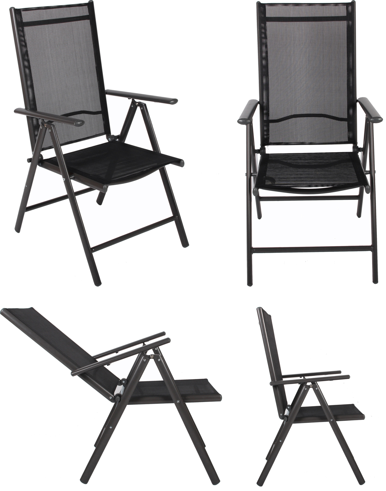 5-teilige Sitzgruppe - anthrazit - Aluminum - 140x80 cm