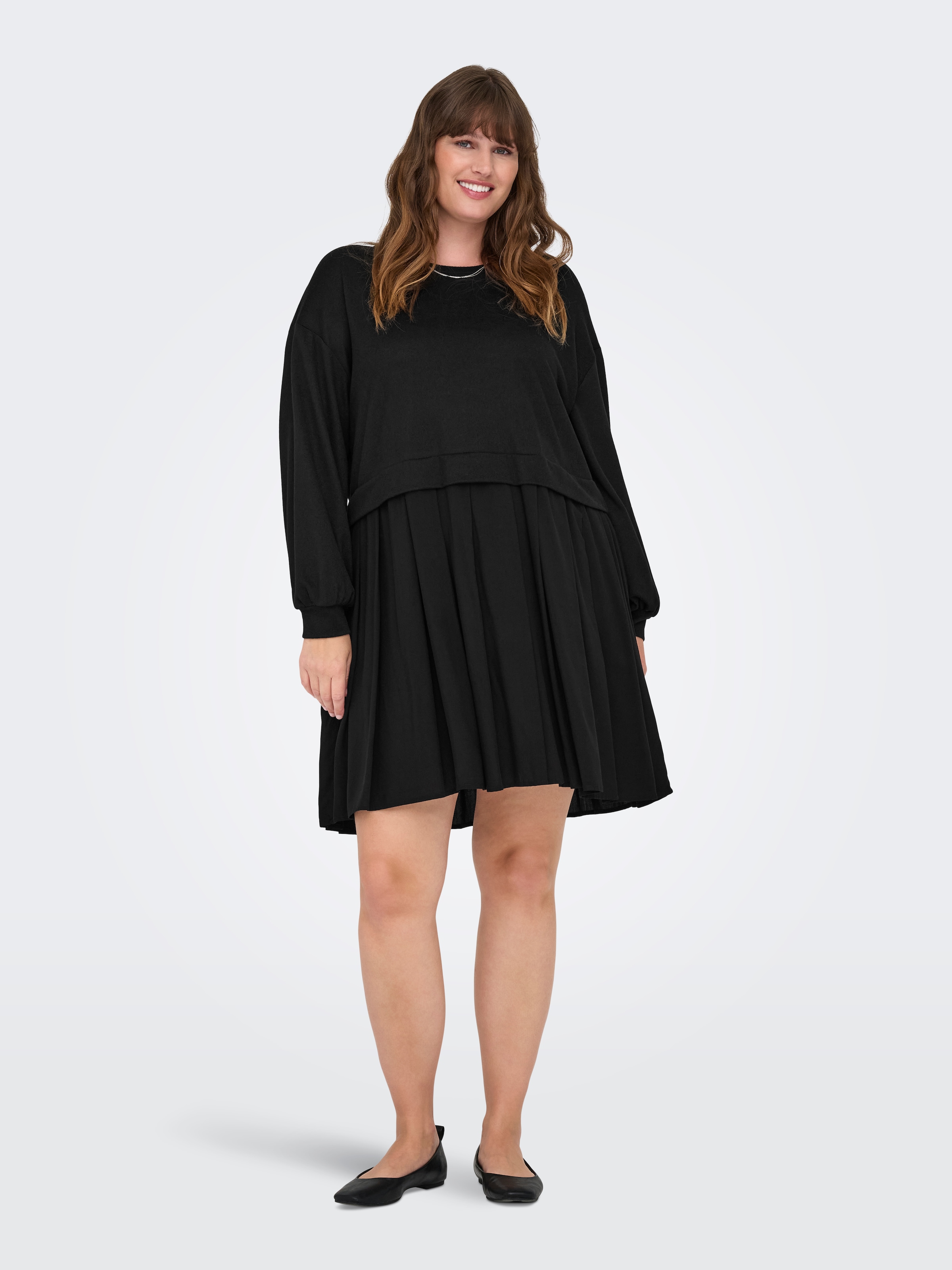ONLY CARMAKOMA Jerseykleid »CARUMA ALBA L/S MIX KNEE DRESS JRS« Sommerkleid