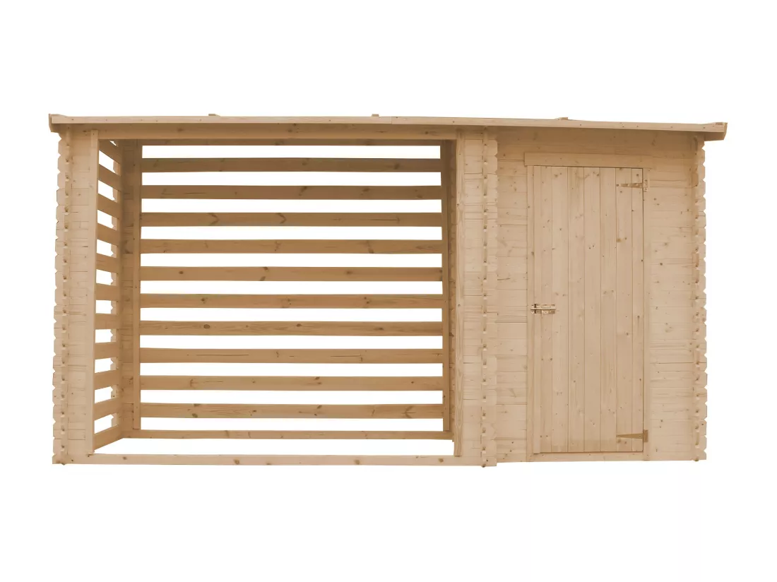 TIMBELA M205 Abri de jardin+ Chalet pour vélos - 348 x 146 cm - 2,54 m2+1,1 m2