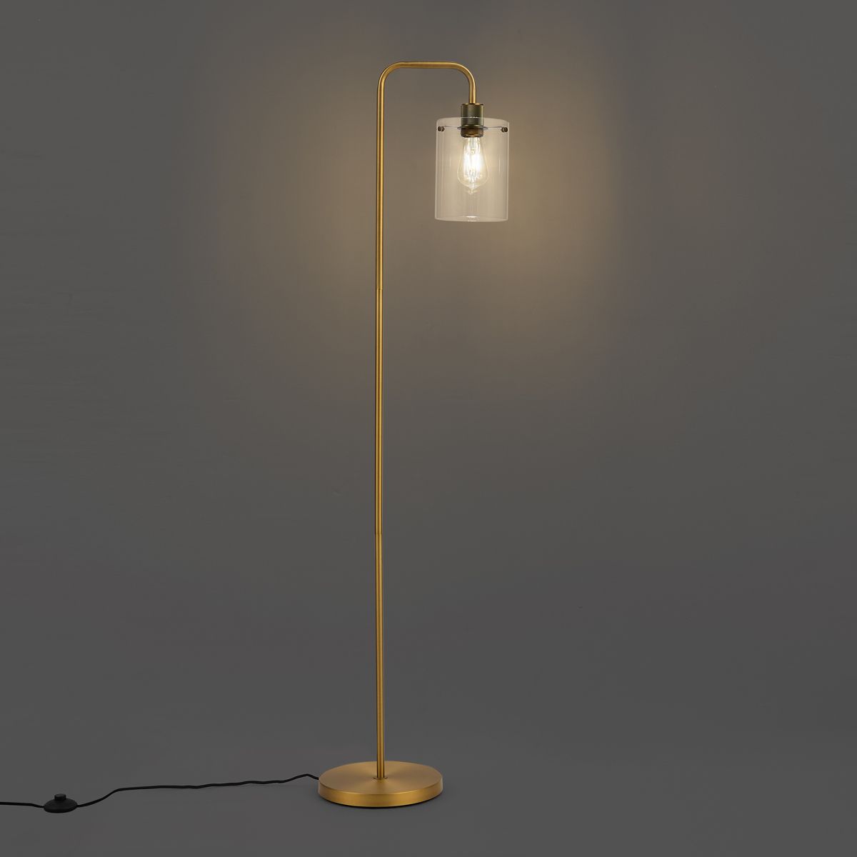 Design vloerlamp brons met helder glas - Domo