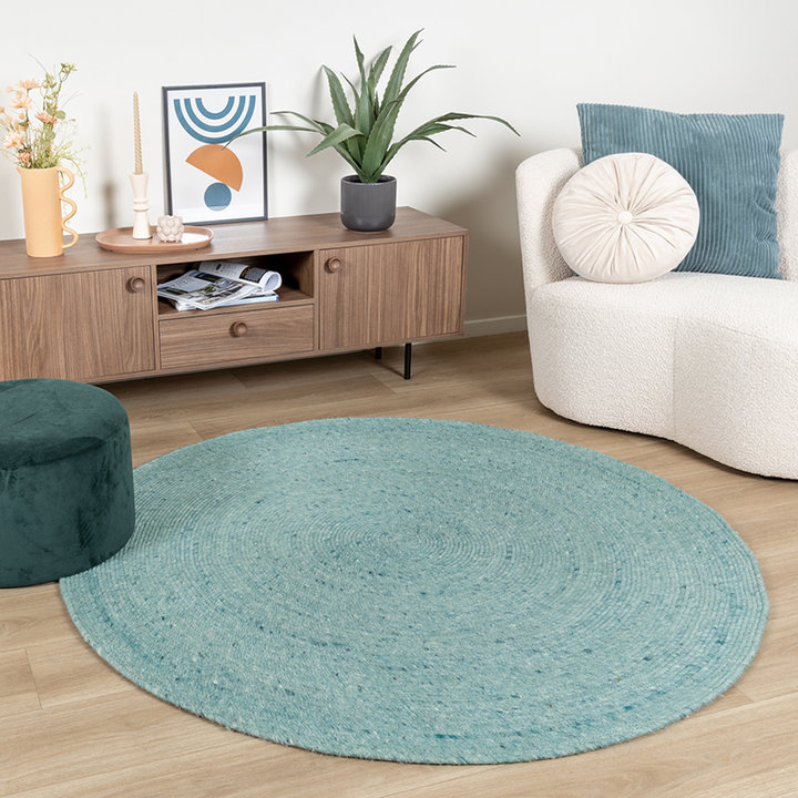 Rond wollen vloerkleed - Wise Blauw