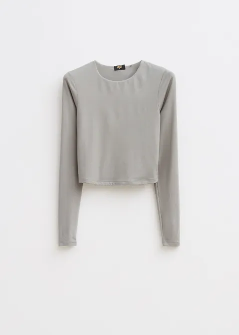 T-shirt cropped clean grijs (GRS)