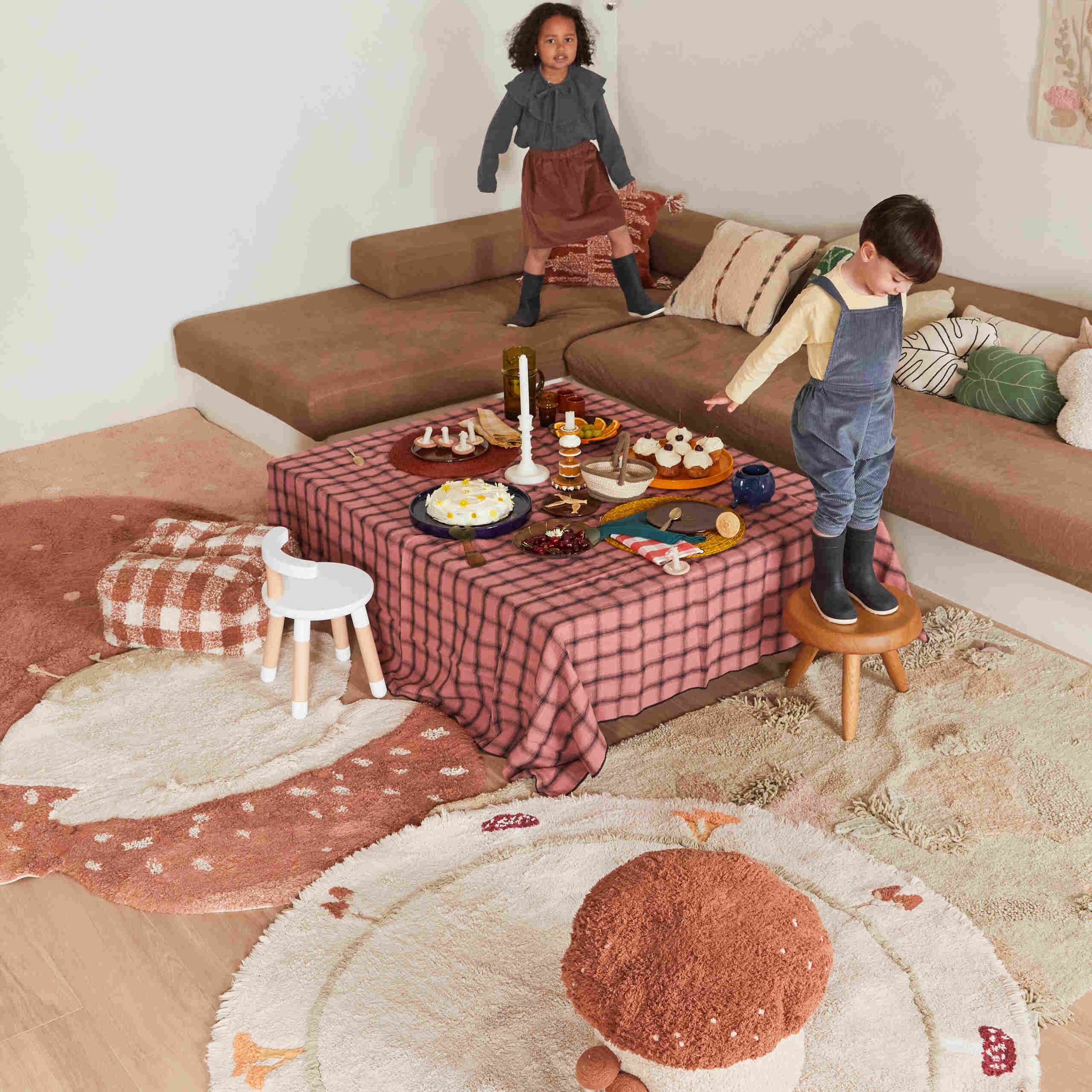 CHANTERELLE - Tapis rond lavable en coton | Beige
