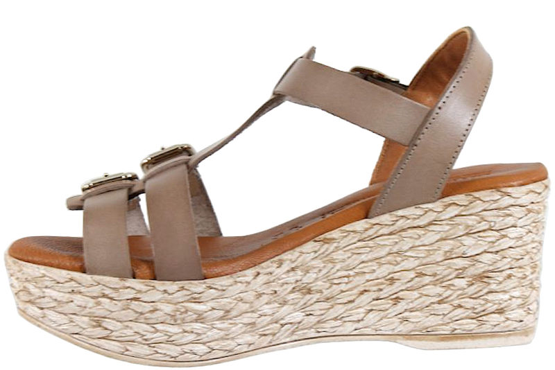 TIM OG SIMONSEN OLGA LINO SANDAL I LYSEBRUNT SKIND