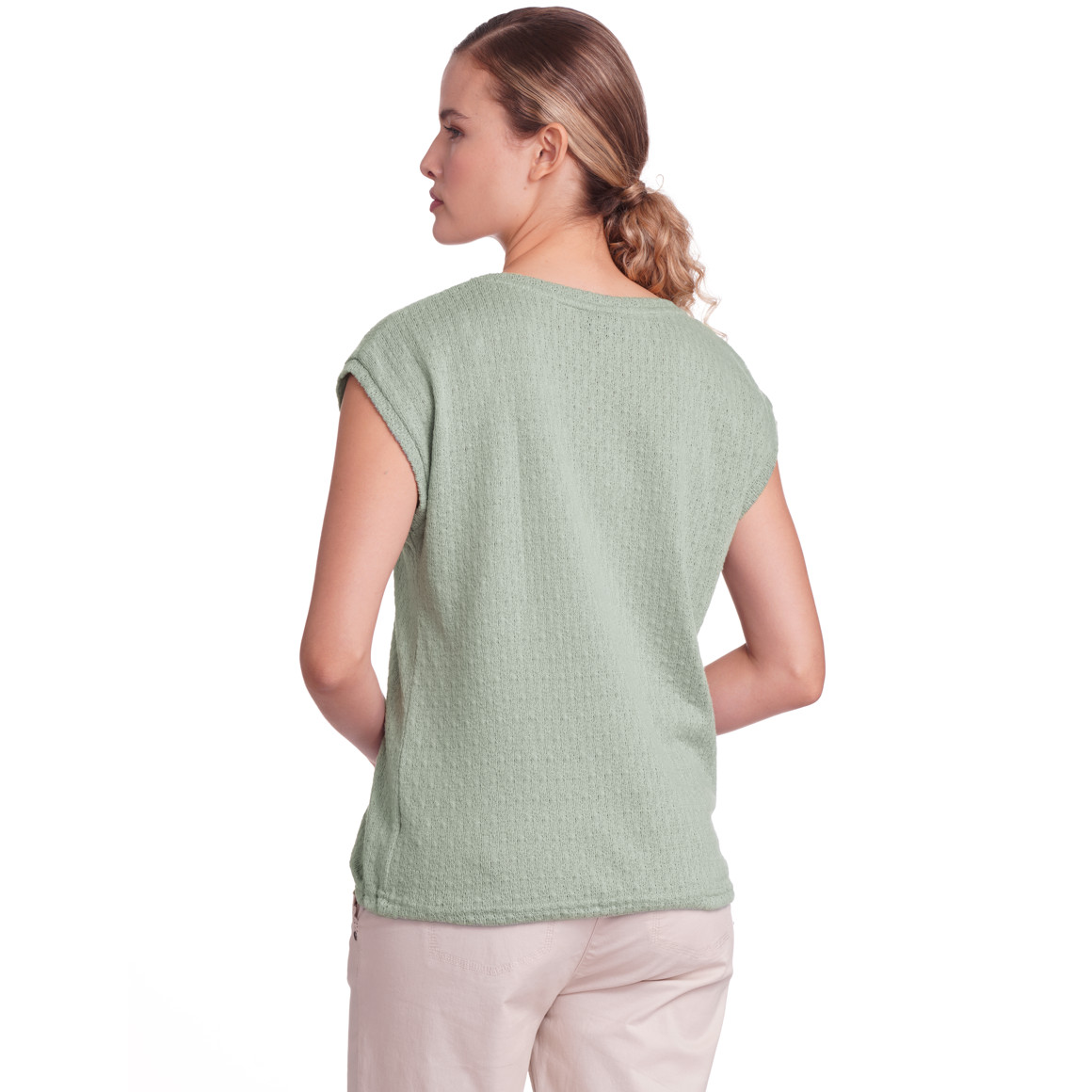 Gina Damen T-Shirt mit Knotendetail salbei