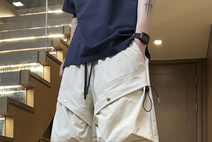 Giuliana - Effen cargoshorts met trekkoordtaille