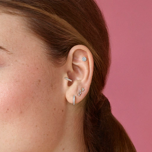 Brincos curtos em ouro rosa com diamantes Les Classiques