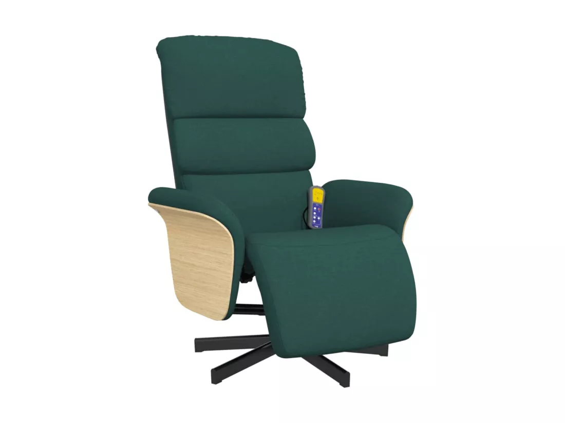 Fauteuil inclinable de massage et repose-pieds vert foncé tissu