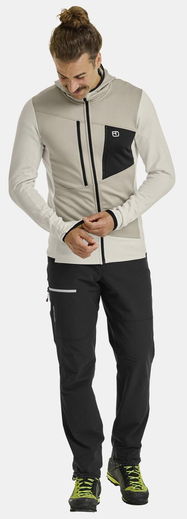 Fleece Grid Hoody Herre 101/White Chalk