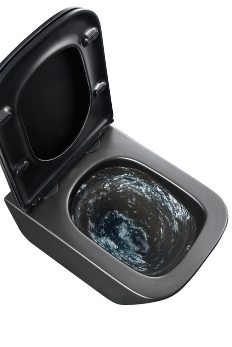 Væghængt toilet kantet m/Vortex skyl - sort