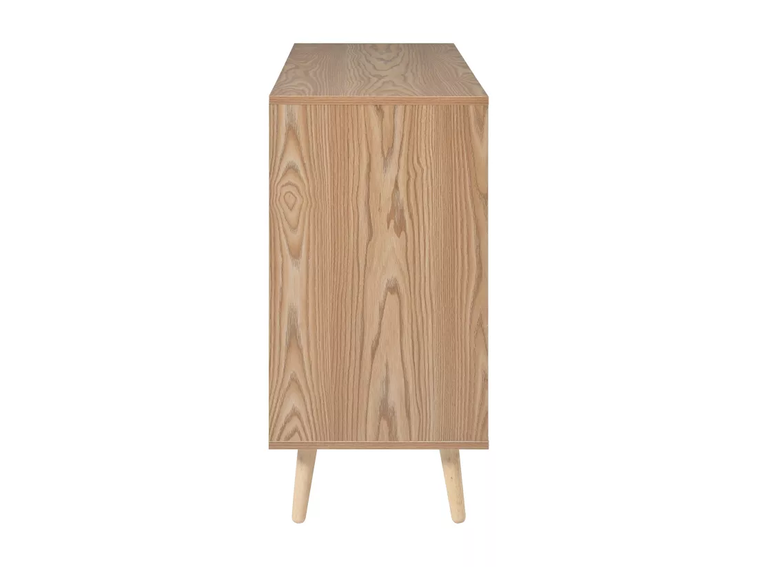 Buffet vintage effet bois en rotin à 2 portes et 3 tiroirs poignées noires CRITS NATURAL