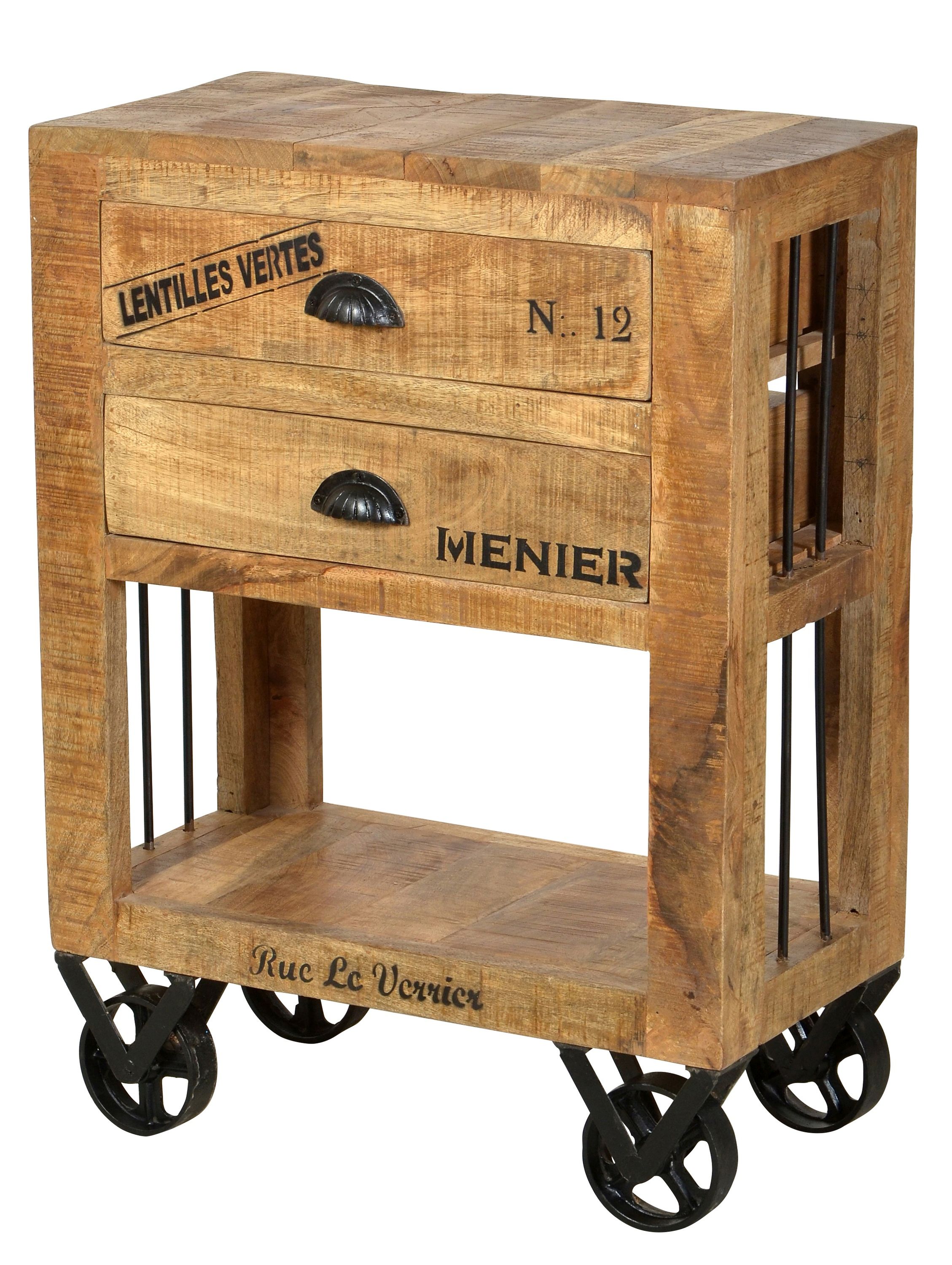 Kommode Mangoholz natur Schubladenschrank Sideboard Wohnzimmer Schrank