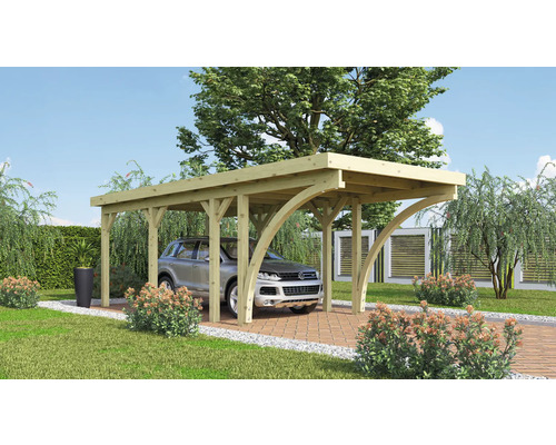 Enkele carport Karibu Bremm 2 variant C 318x670 cm drukgeïmpregneerd
