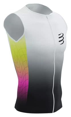 Débardeur Compressport Tri Postural Aero Tank Top Blanc / Jaune / Rose