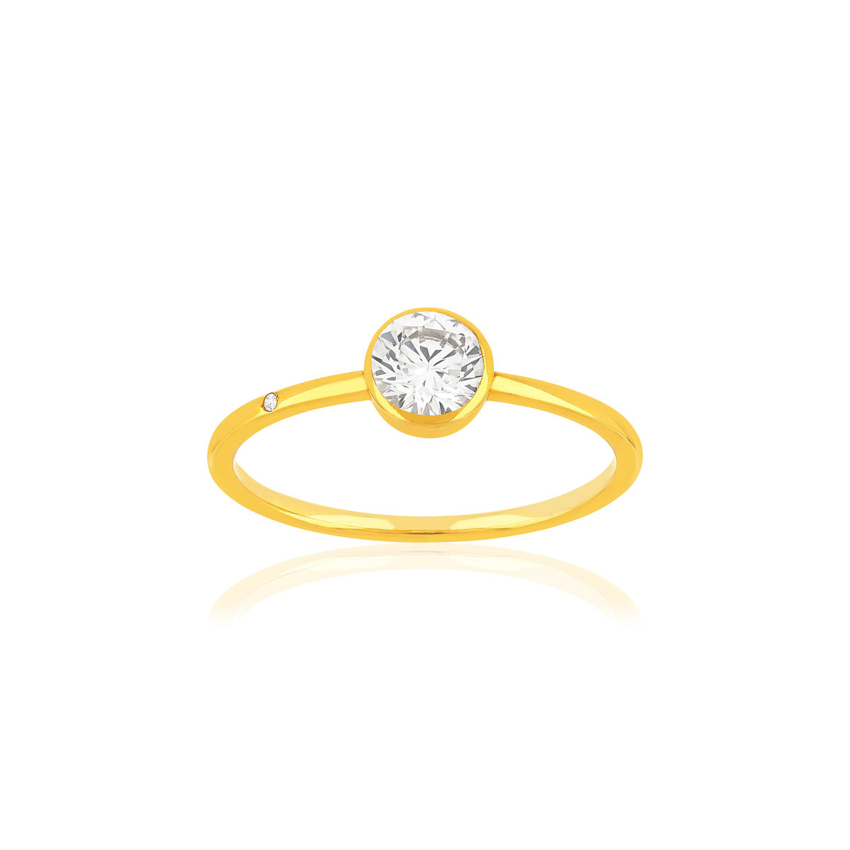 Bague or 375 jaune zirconia blanc