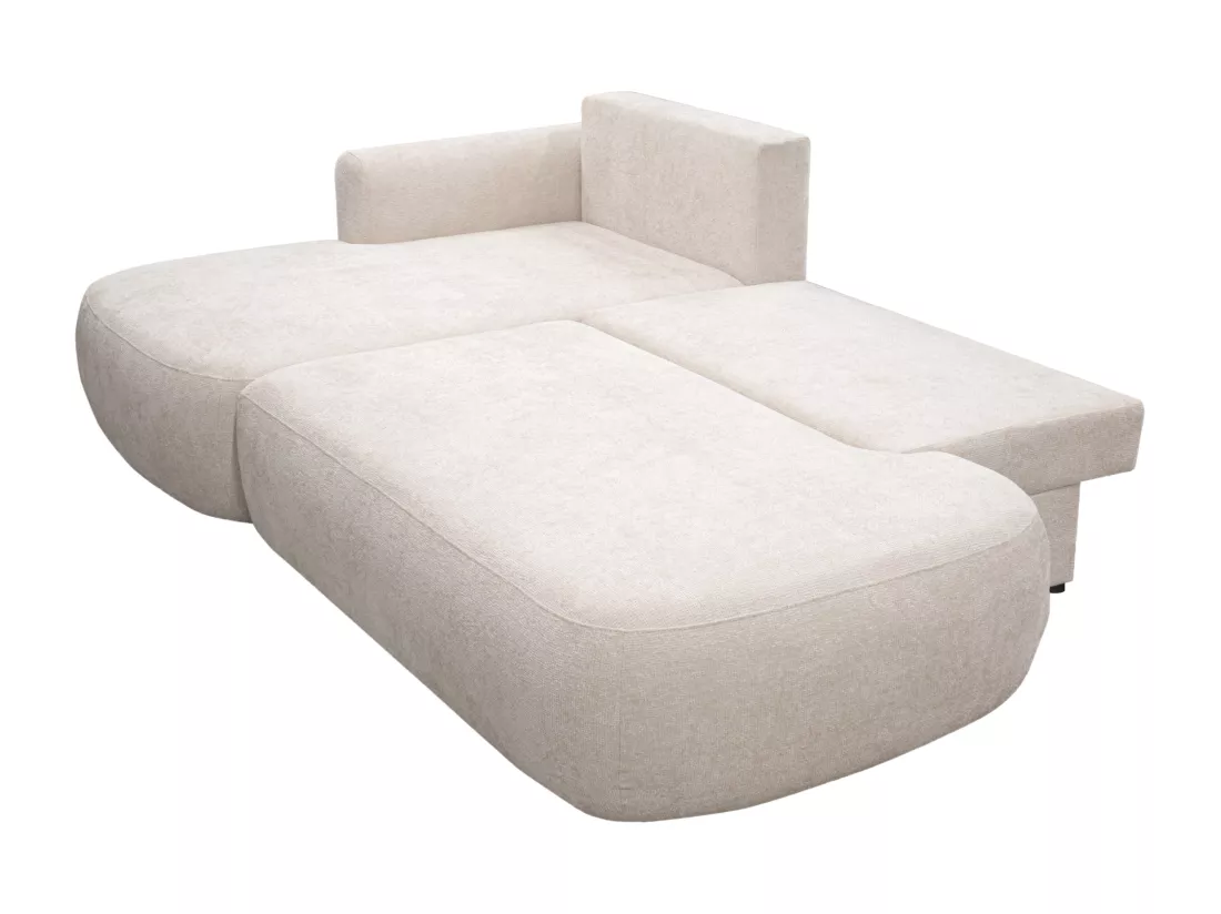 Canapé d'angle gauche convertible en tissu texturé beige BROCARO de Maison Céphy