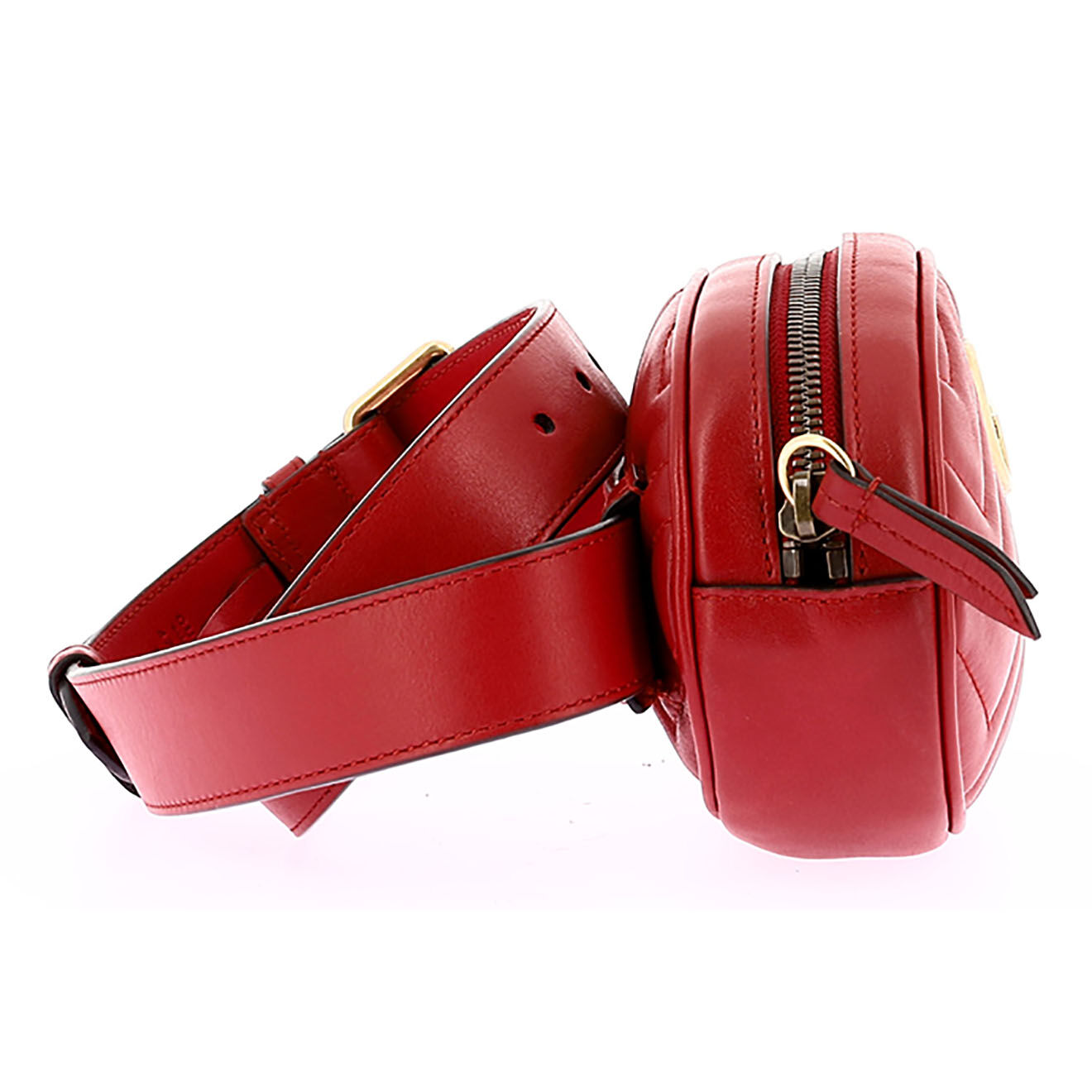 Gucci Sac ceinture Marmont en Cuir rouge - Très bon état - L.17 cm