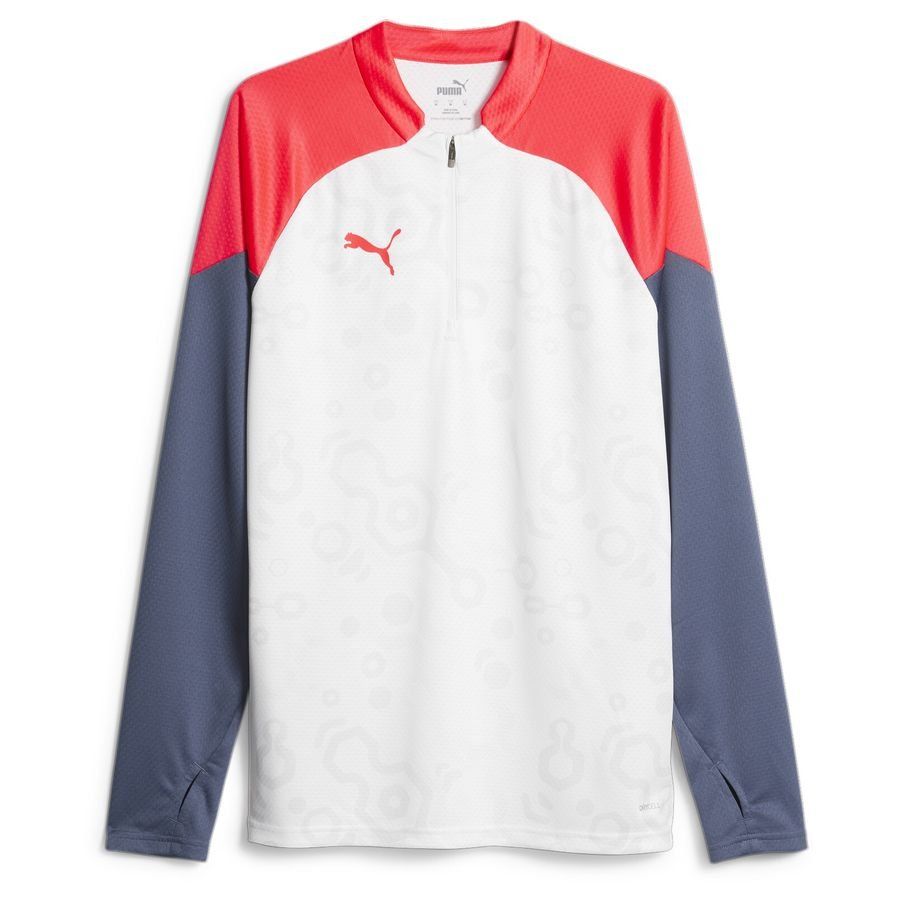 PUMA Maillot d'Entraînement IndividualCUP Fermeture Éclair 1/4 - Blanc/Fire Orchid