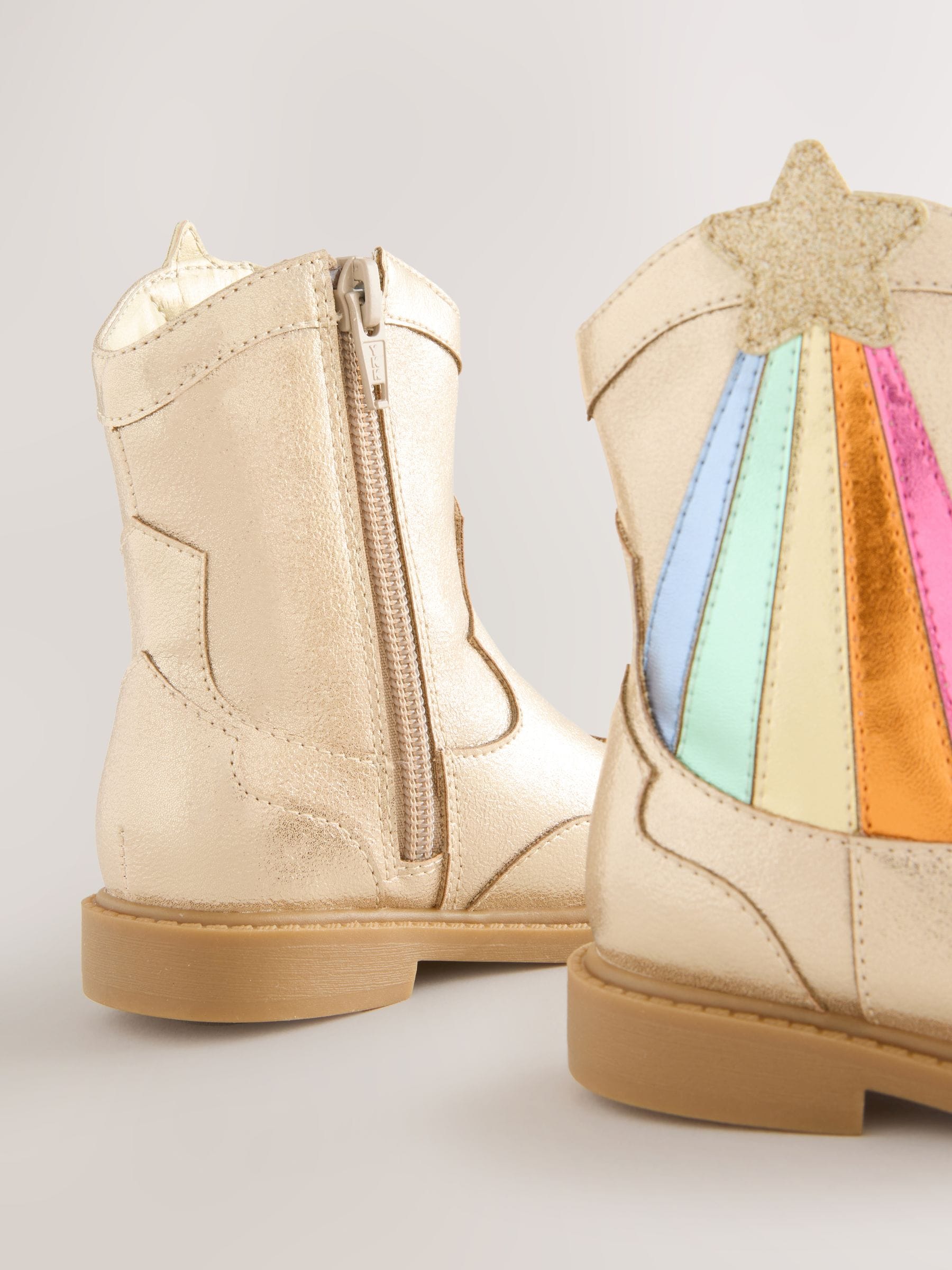 Little Bird by Jools Oliver metallic gouden western-enkellaarzen