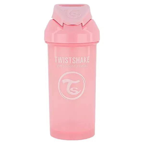 Copo Twistshake Rosa Pastel com Canudo +6m 360ml