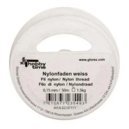 Glorex Nylonfaden weiß, 0,15 mm x 100 m, Tragkraft 1,5 kg