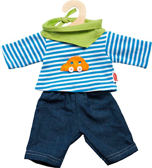 Puppenkleidung JEANS MIT STREIFENSHIRT 3-teilig groß (35-46 cm)