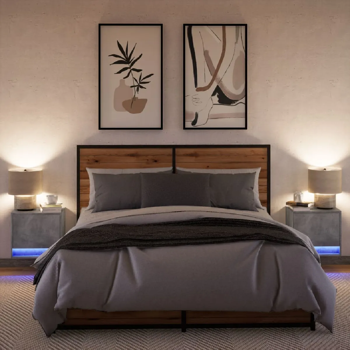 vidaXL Tables de chevet murales LED