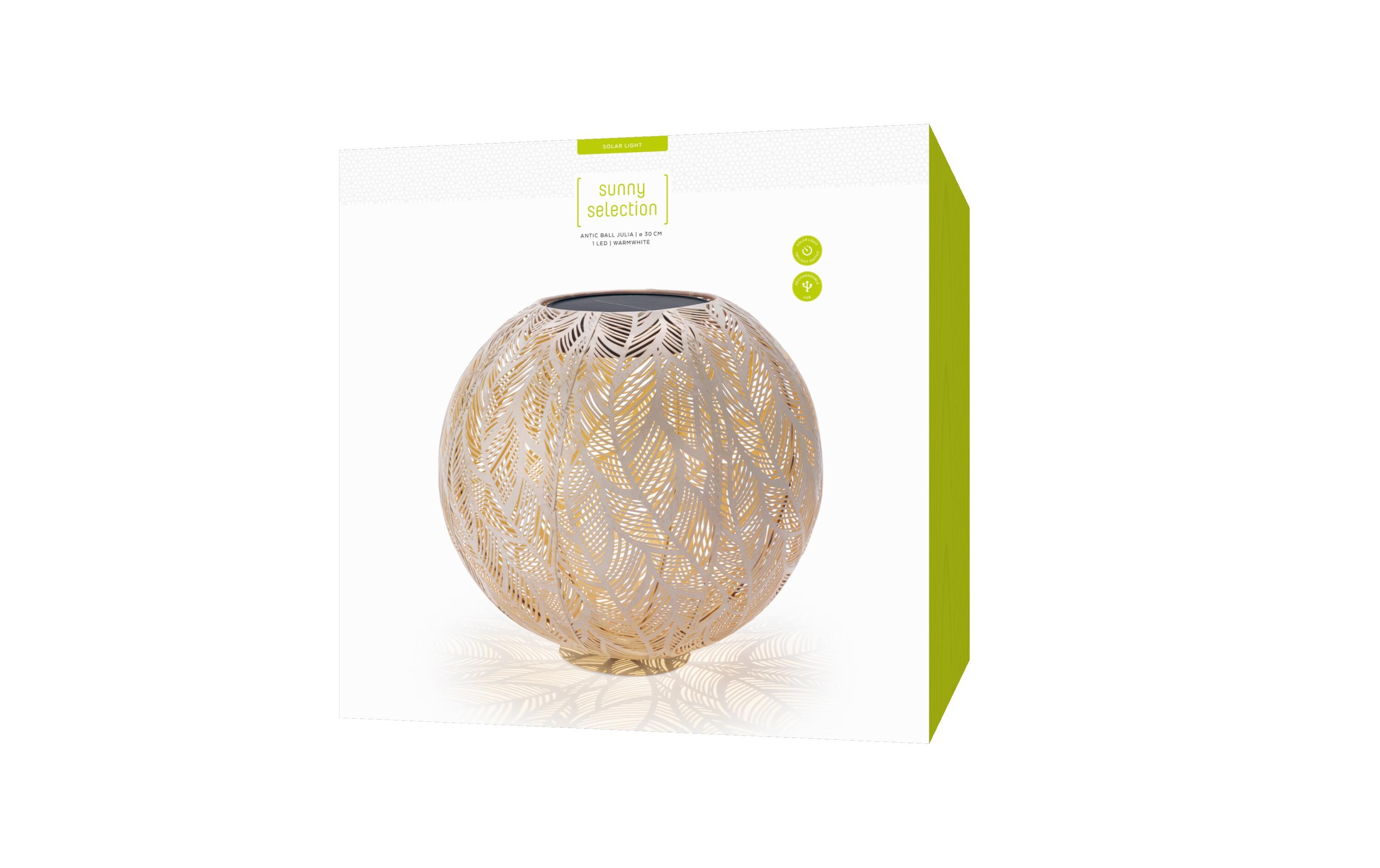 Windlicht Solar Antic Ball Julia, Ø 30 cm, Alt Weiss/BeigeSolarleuchte zum Aufstellen