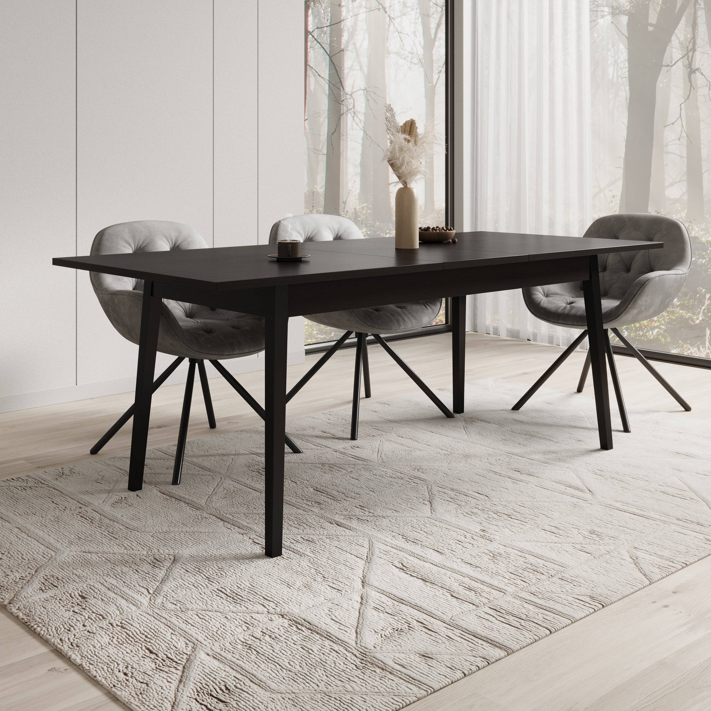 Monor - Eetkamertafel - Zwart - 200x90x76 cm