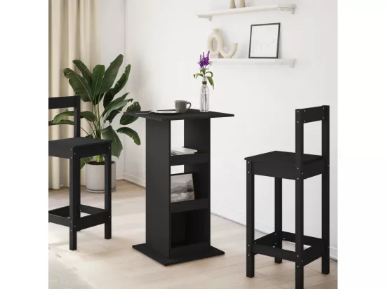 Table de bar avec rangement noir 60x60x102 cm bois d’ingénierie
