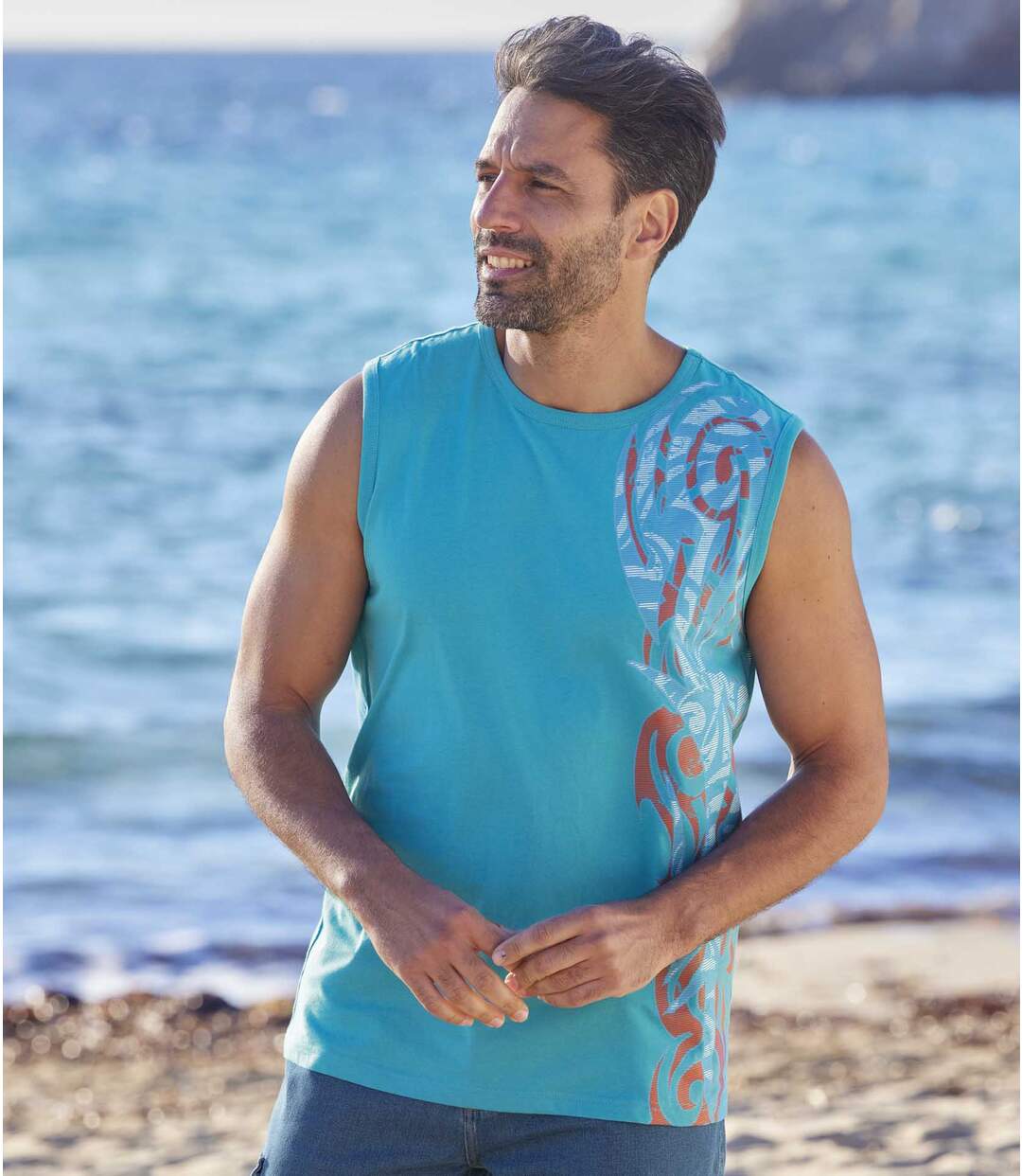 Lot de 2 Tee-Shirts Sans Manches Imprimé Maori