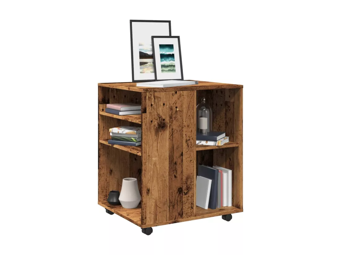 Armoire à roulettes vieux bois 60x53x72 cm bois d'ingénierie