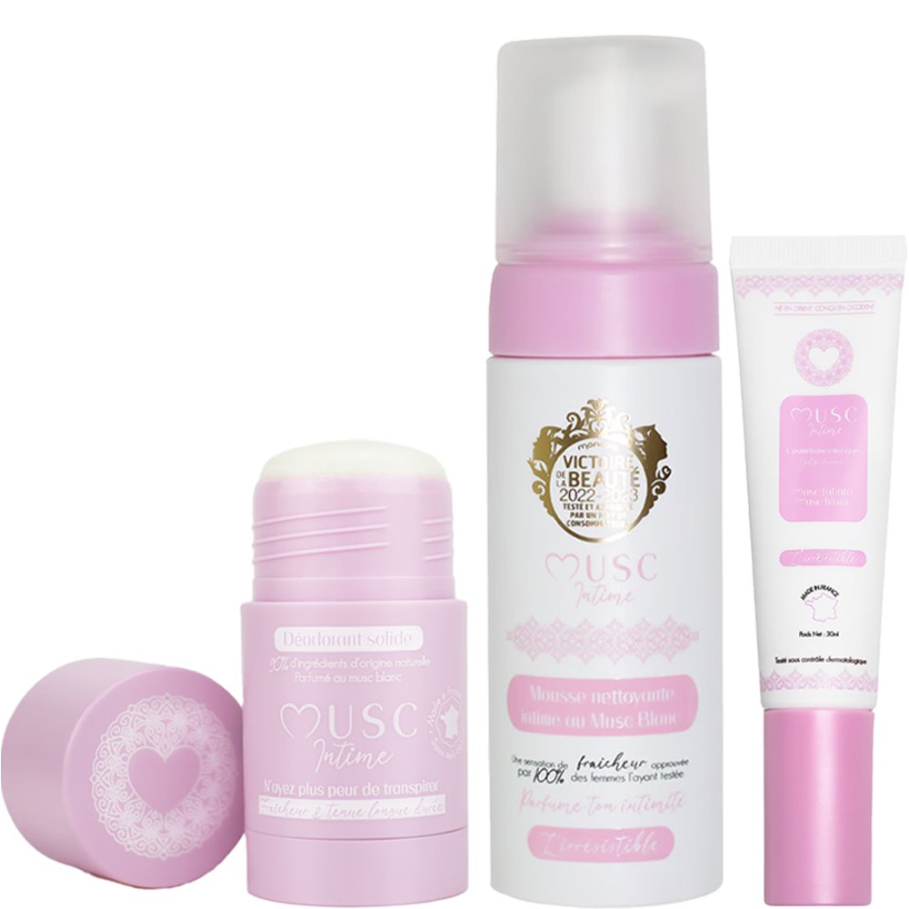 Parfum intime, mousse nettoyante & déodorant - L'irrésistible - Musc Blanc