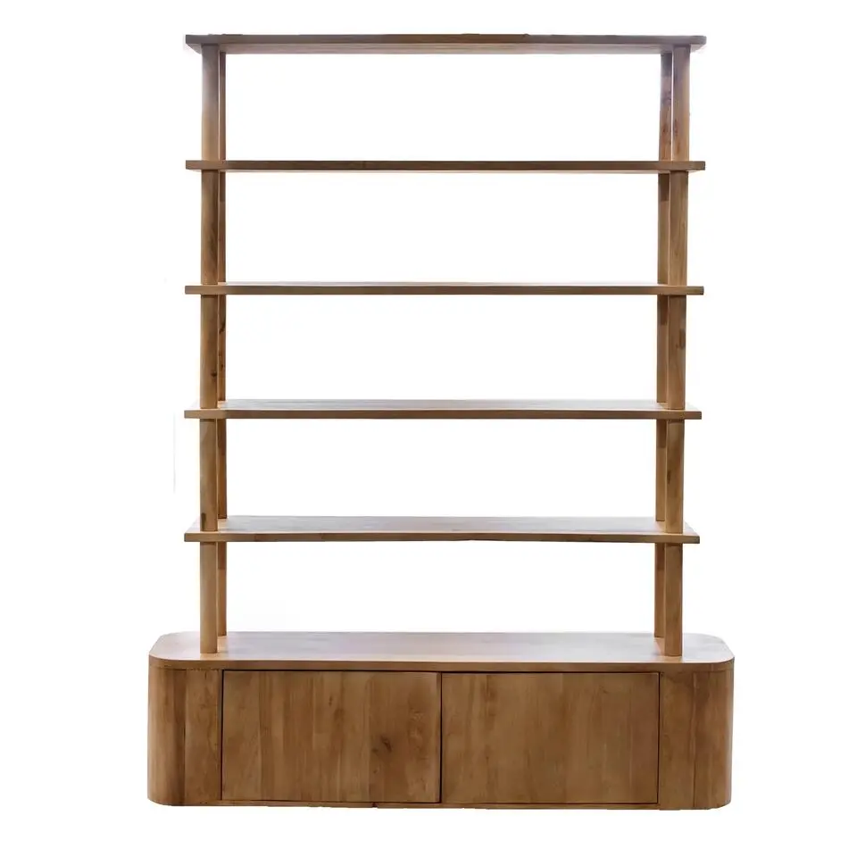 Wandkast Naturel Mangohout - 2 Deurs - 160x40x210cm - Leco