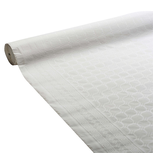 Nappe en papier damassé coloris blanc, le rouleau de 1,18 x 100 m