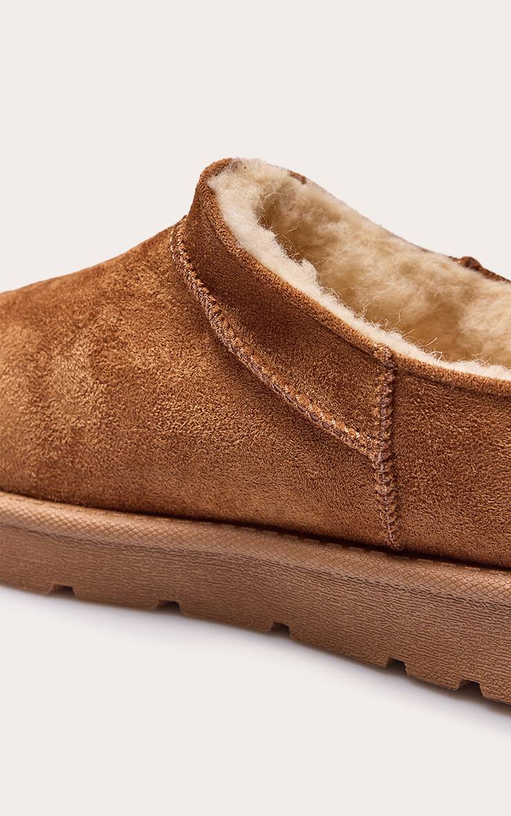 Châtaigne Chaussures Plates À Enfiler À Plateforme Doublées Peluche