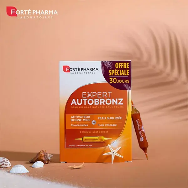 Forté Pharma Expert Autobronzeador Prímula Cenoura Vitamina E 20 ampolas + 10 grátis