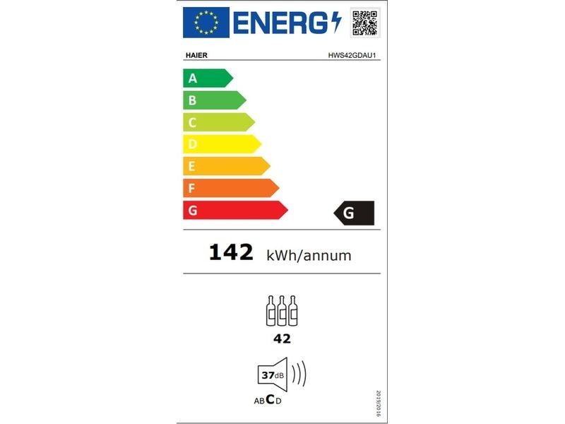Haier Weinklimaschrank HWS42GDAU1 Schwarz, Rechts, Wechselb Freistehender Weinkühler