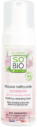 So'Bio Étic Hydra Aloe Vera Mousse Nettoyante Apaisante Peaux Sensibles Et Réactives Bio 150ml